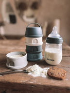 Beaba Formula Milk Container - 4 Compartments - Mineral grey/blue
