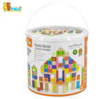 Viga Wooden Building Blocks 100 Pcs - Alphabet & Numbers