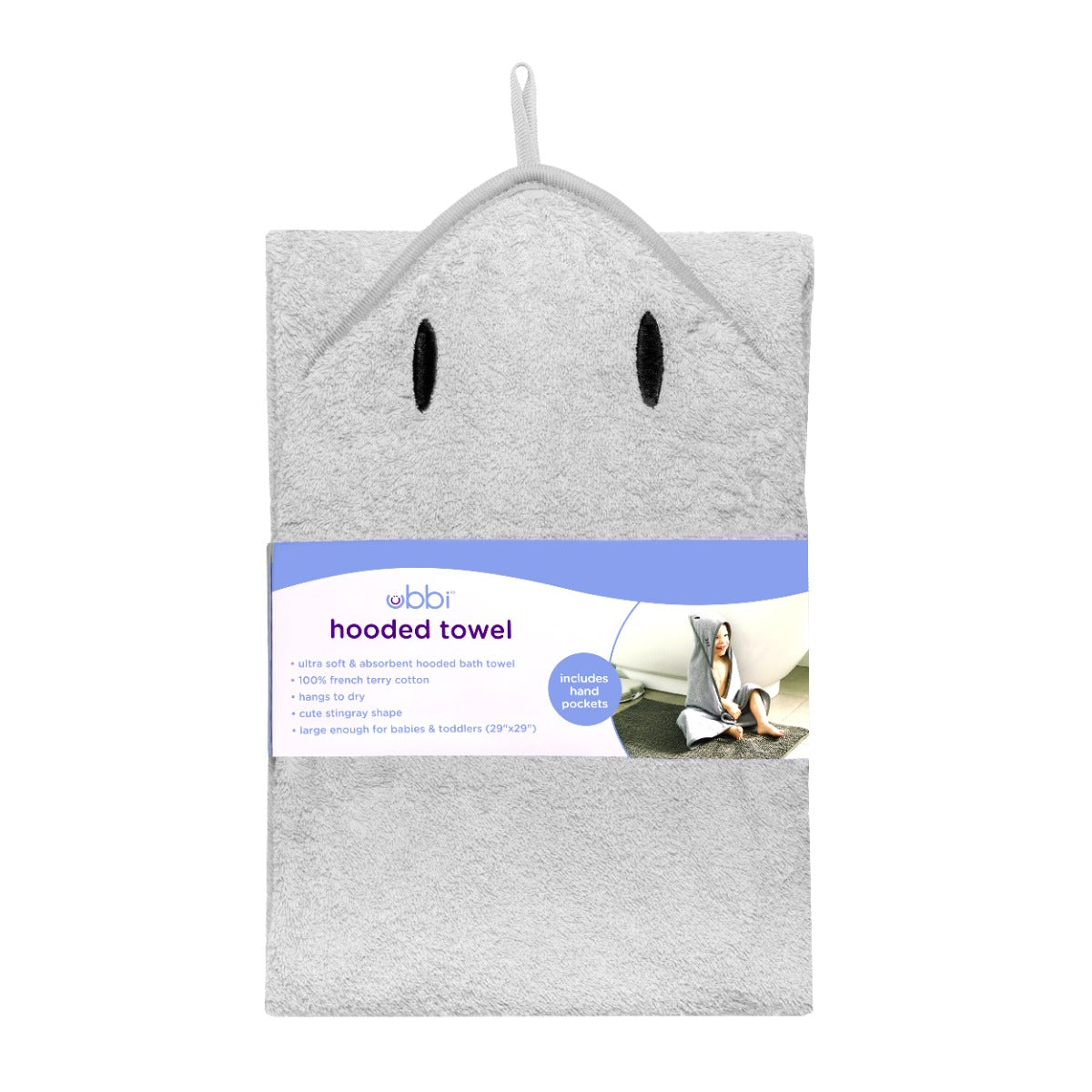 Ubbi - Hooded Towel Gray