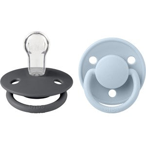Bibs DeLux 2 Pack Silicone Onesize Iron Baby Blue