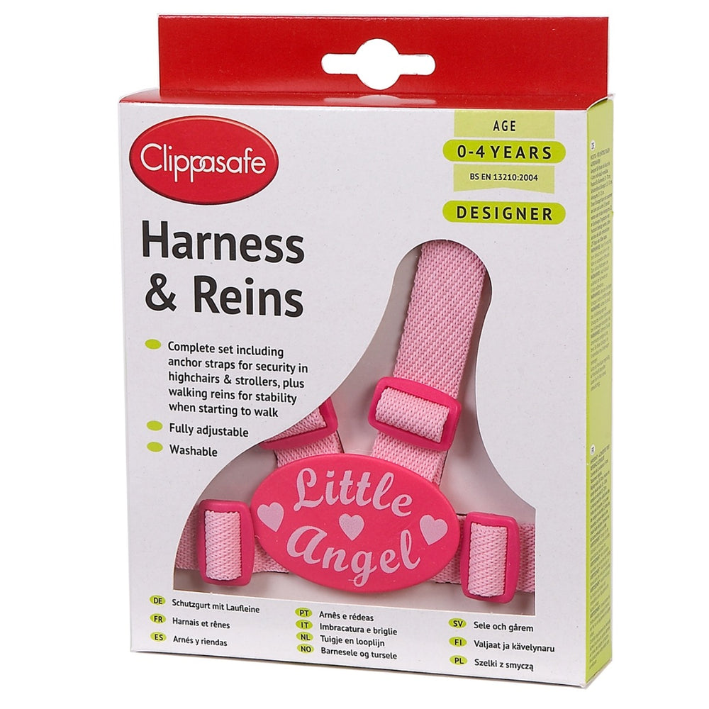 Clippasafe Designer \"Little Angel\" Harness & Reins (with Anchor Straps) - Pink