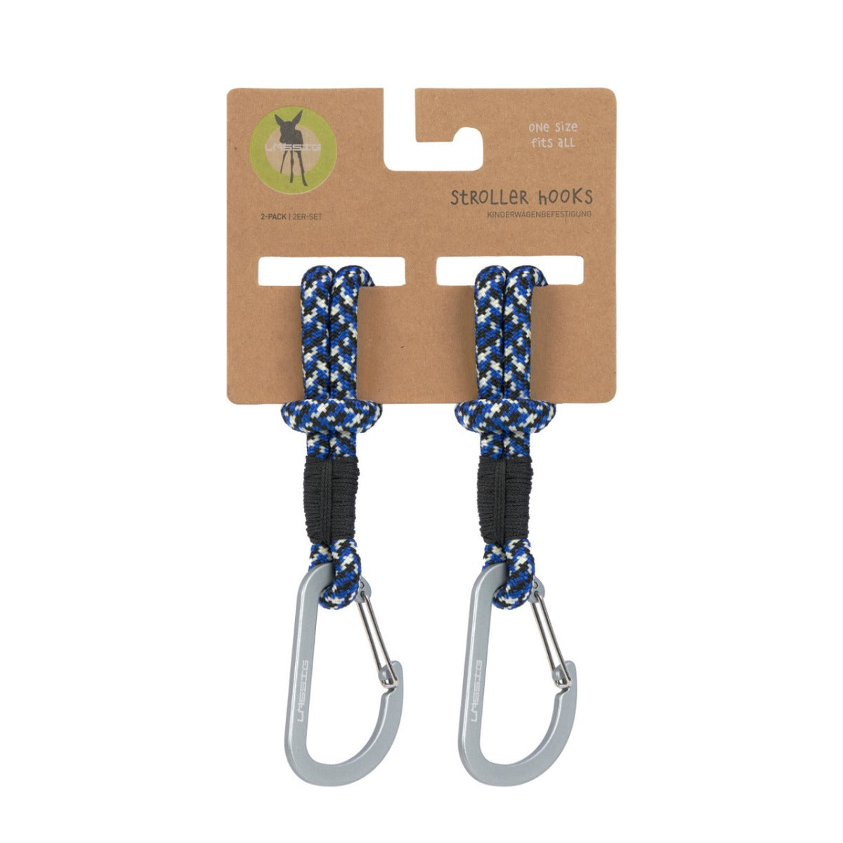 Lassig CAS MIX Stroller Hooks Cord 2 pcs black/blue/vanilla