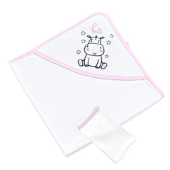 BABYJEM - NEW BORN BATH TOWEL - WHITE \ FUSIA