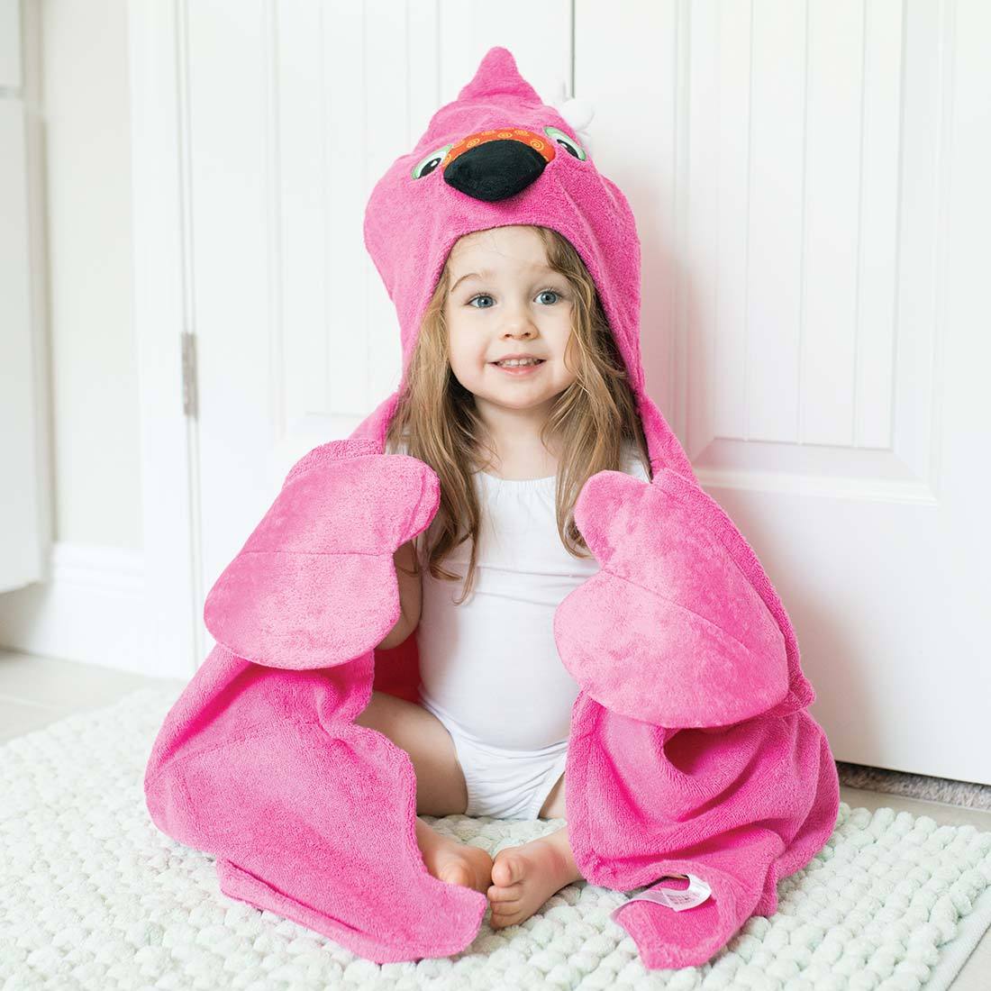 Zoocchini Hooded Towel - Franny the Flamingo