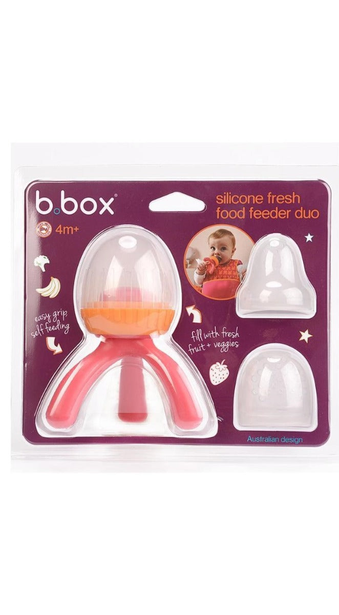 b.box - Silicone Fresh Food Feeder DUO- NEW STRAWBERRY SHAKE