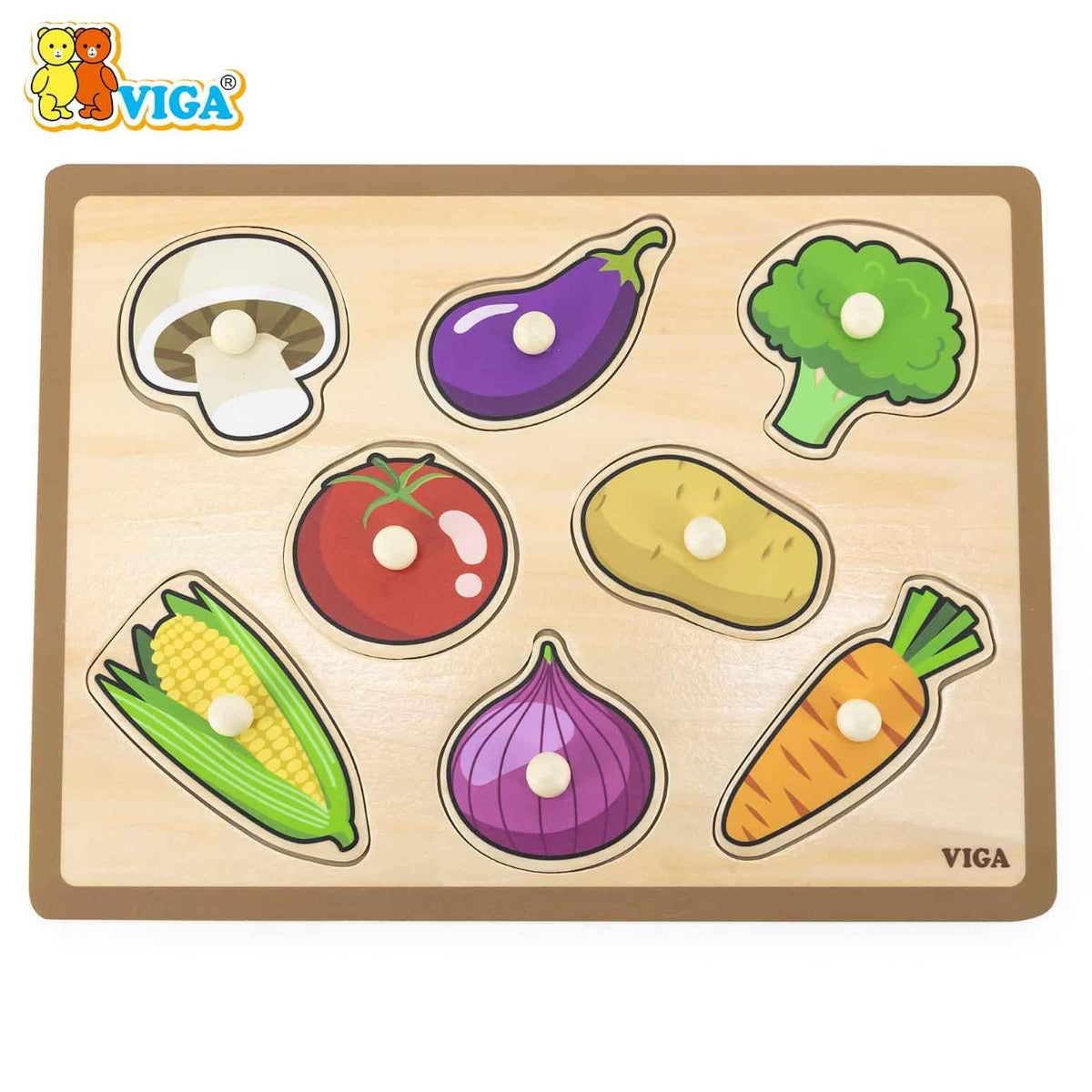 viga Wooden Knob Puzzle - Vegetables
