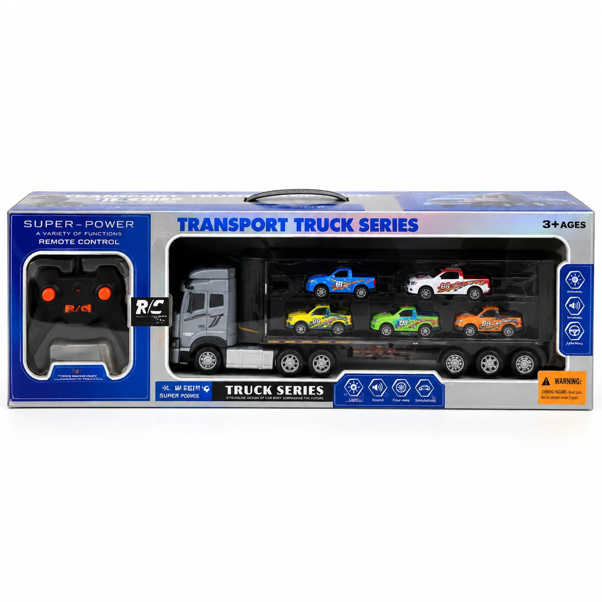 1:24 R/C Car Transporter Truck with Die-Cast Cars – Rechargeable