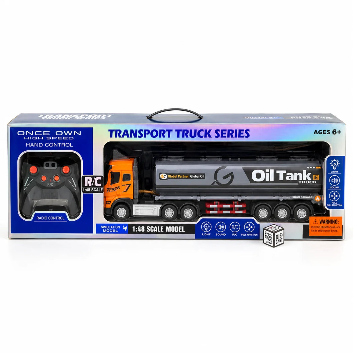 1:24 R/C Oil Tanker Truck – Die-Cast, Rechargeable