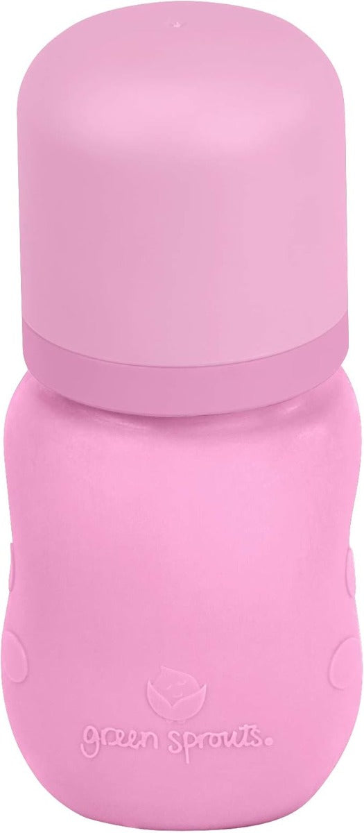 Green Sprouts Baby Bottle made from Glass w Silicone Cover-5oz-Pink-0mo+