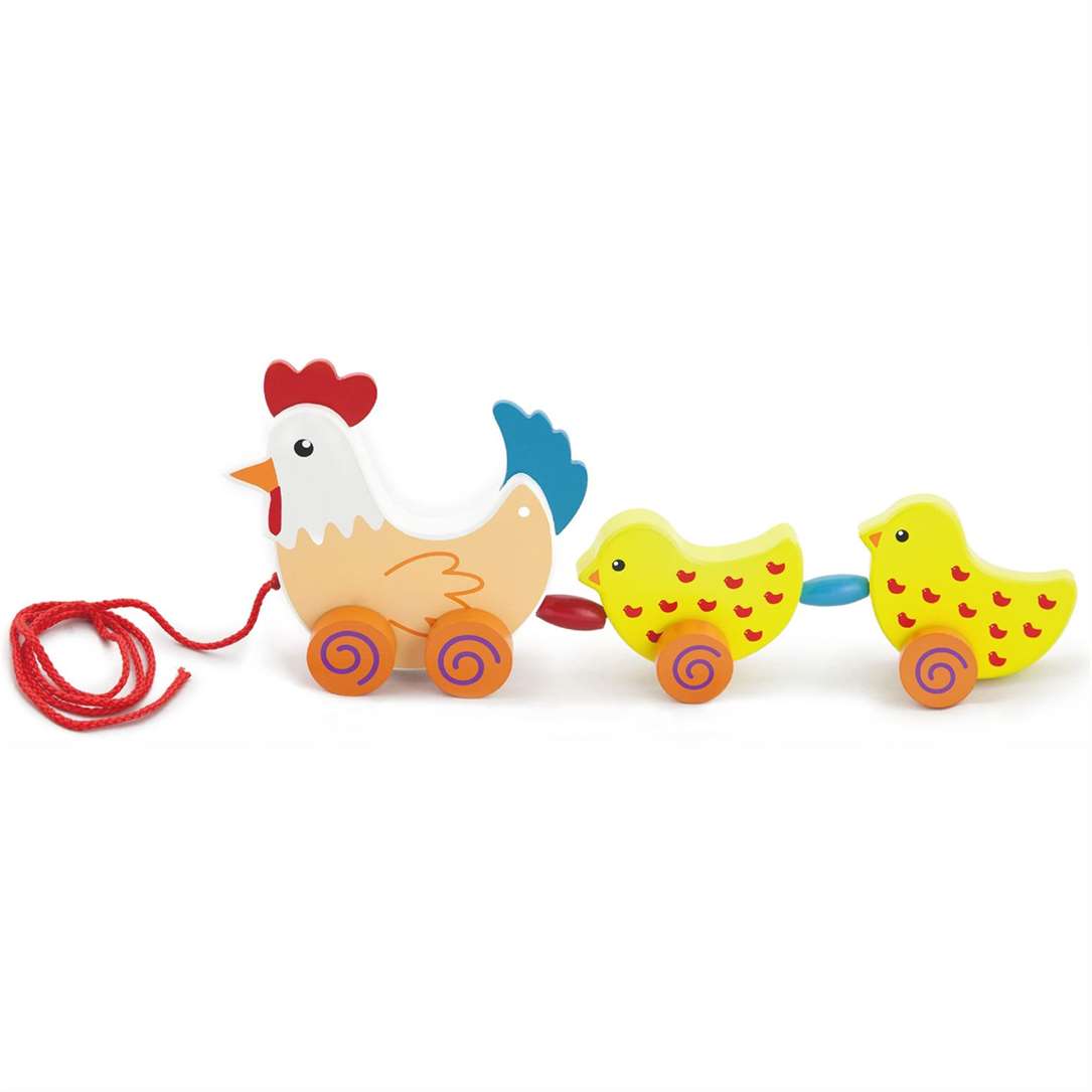 viga Pull Along Hen w/Two Chicks