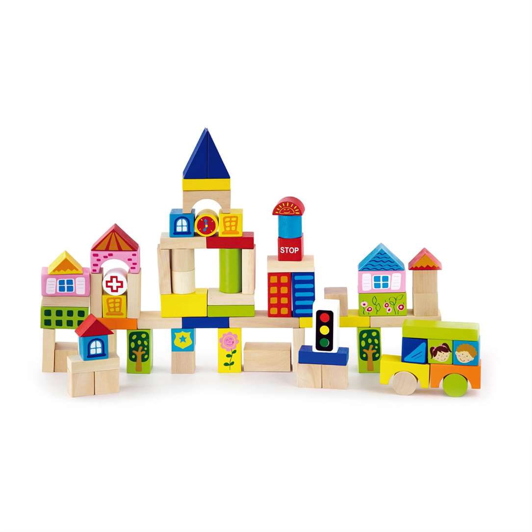 Viga Wooden Building Blocks 75 Pcs - City