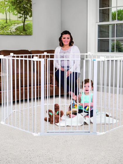 Regalo Super Wide Baby Gate and Play Yard White 6-24 M