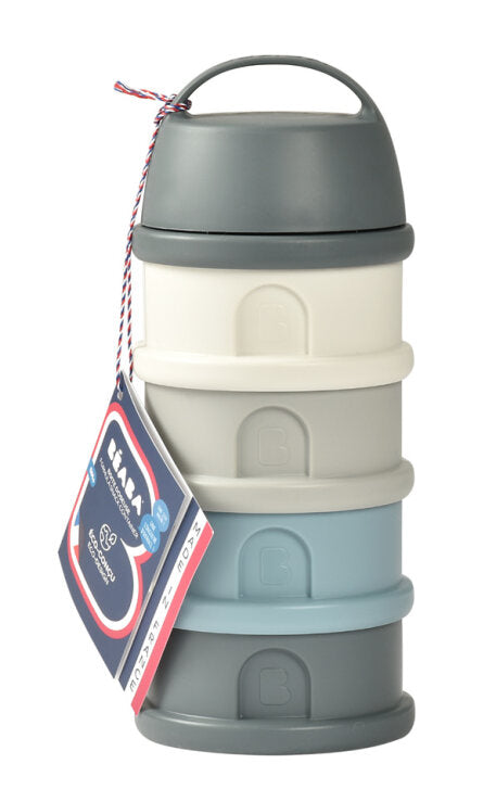 Beaba Formula Milk Container - 4 Compartments - Mineral grey/blue