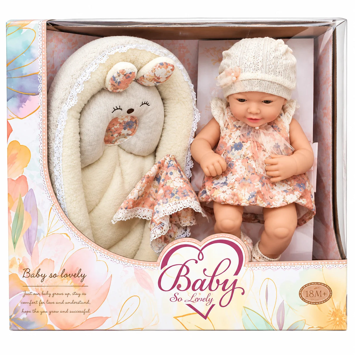 15" Newborn Baby Doll with Sleeping Basket