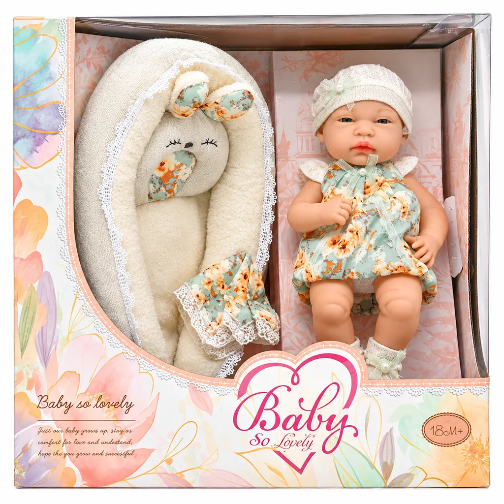 15" Newborn Baby Doll with Sleeping Basket