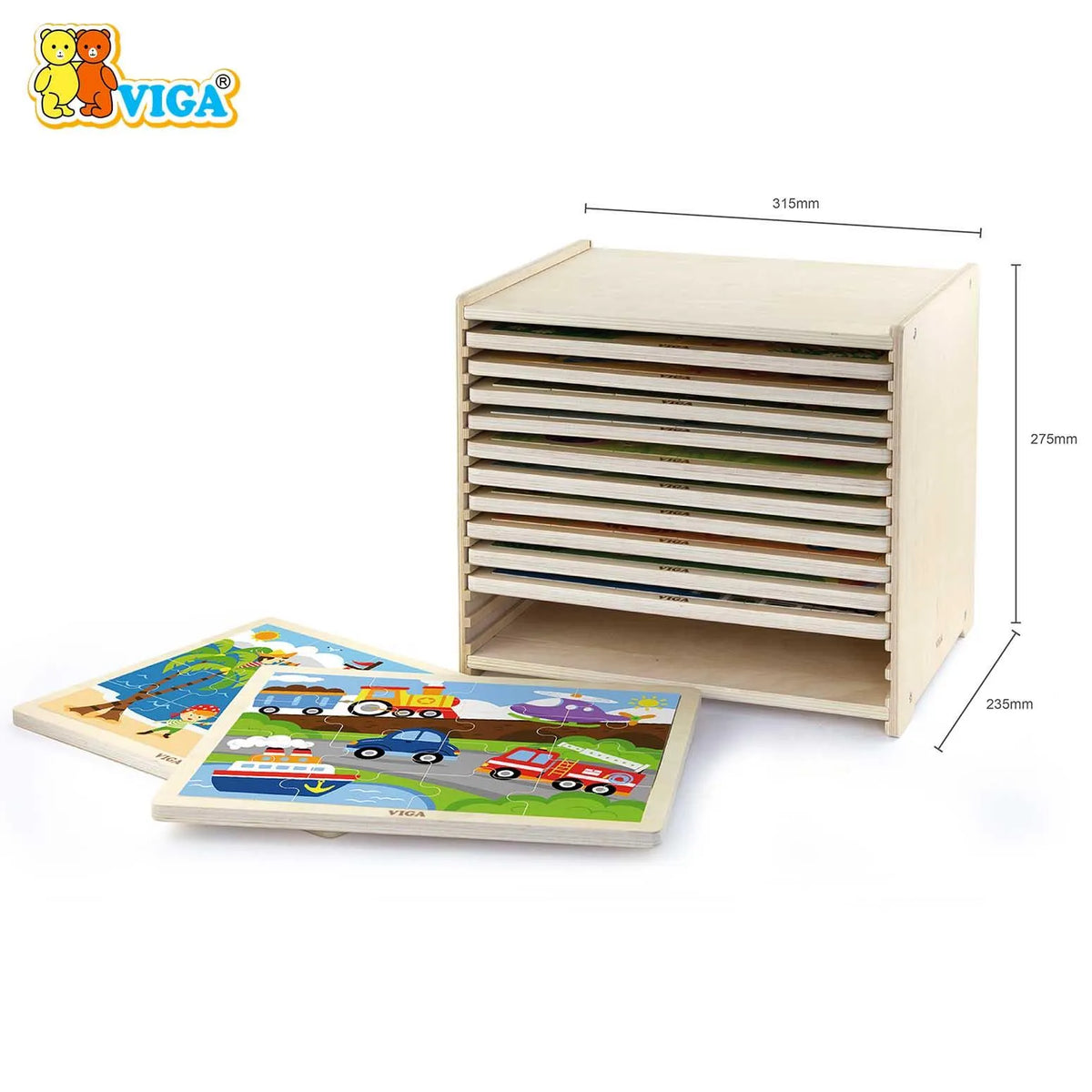 viga 16-Piece-Puzzle  - 12pcs Set w/Storage Shelf