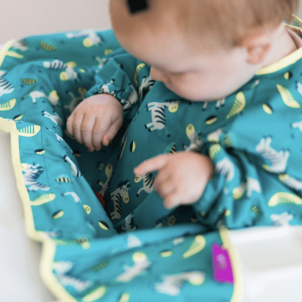 Tidy Tot Cover & Catch bib - Dancing Zebra