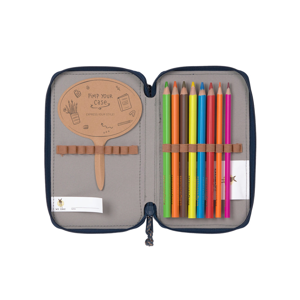 Lassig School Triple Pencil Case Unique - Navy Blue