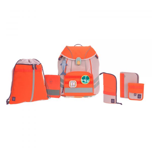 Lassig Flexy School Backpack Set | School Bag For Beginner| Rose/Neon-Orange