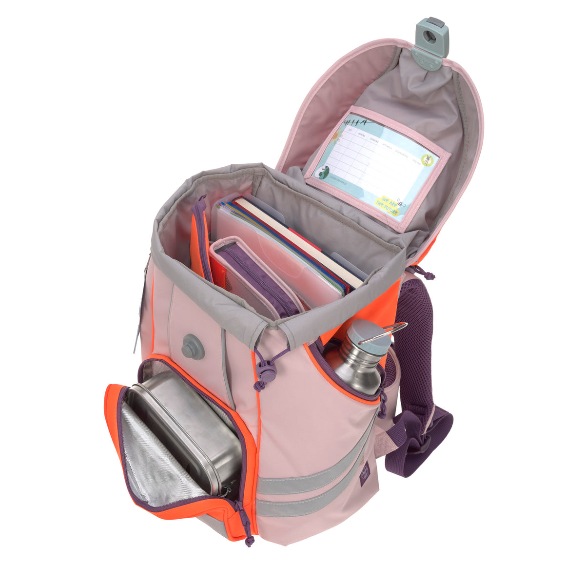 Lassig Flexy School Backpack Set | School Bag For Beginner| Rose/Neon-Orange