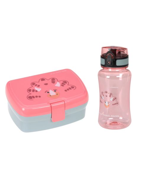 Lassig Lunch Set About Friends Lunchbox + Drinking Bottle Dino rose - without straw