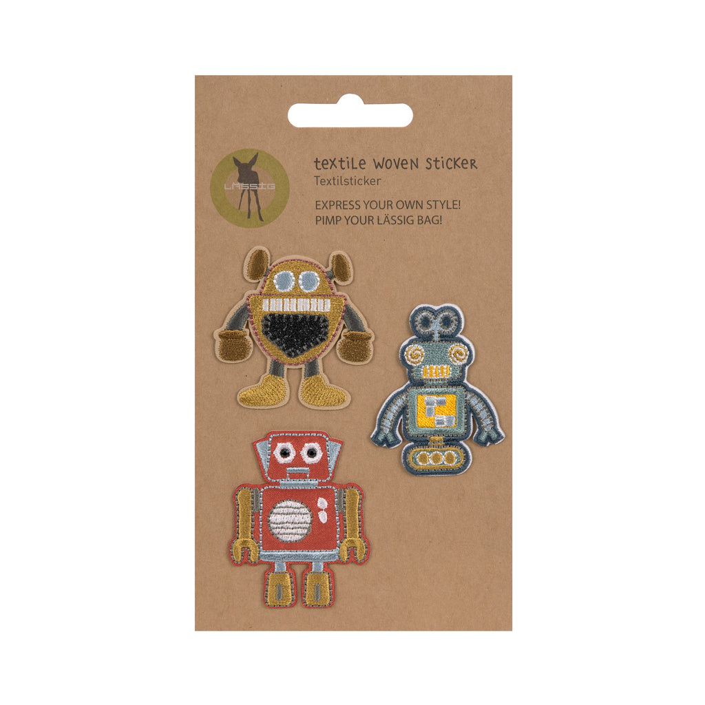 Lassig Textile Woven Sticker Stick on - Robots