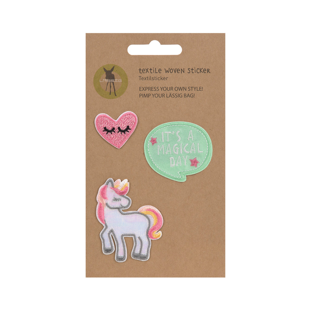 Lassig Textile Woven Sticker Stick on - Unicorn
