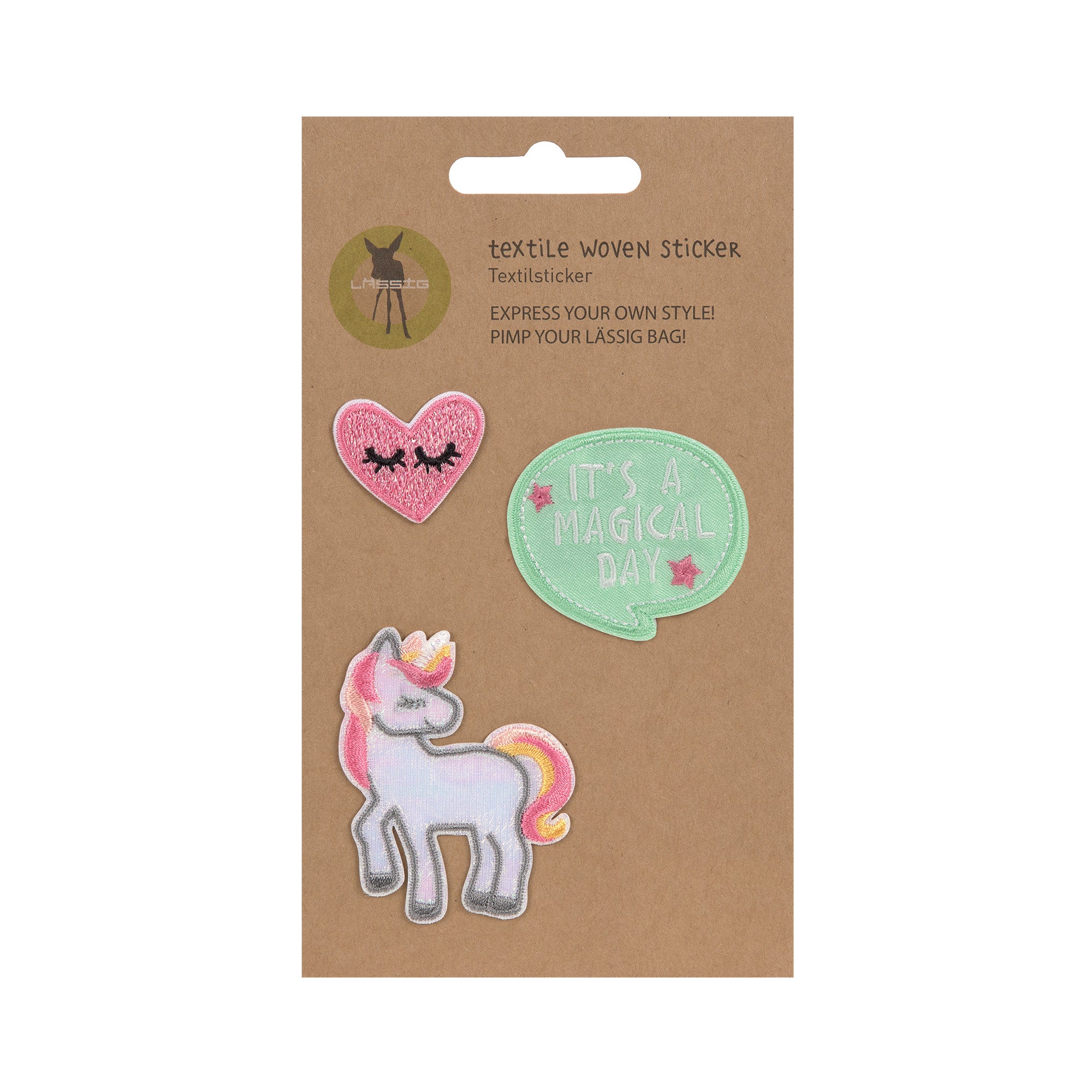 Lassig Textile Woven Sticker Stick on - Unicorn