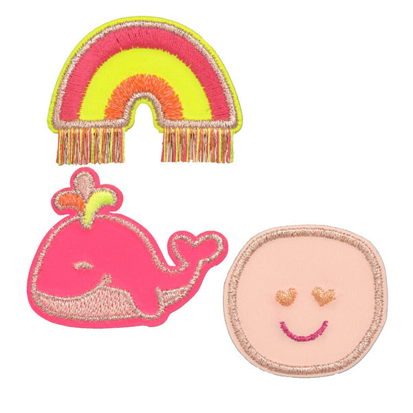 Lassig Textile Woven Sticker Stick on - Whale pink
