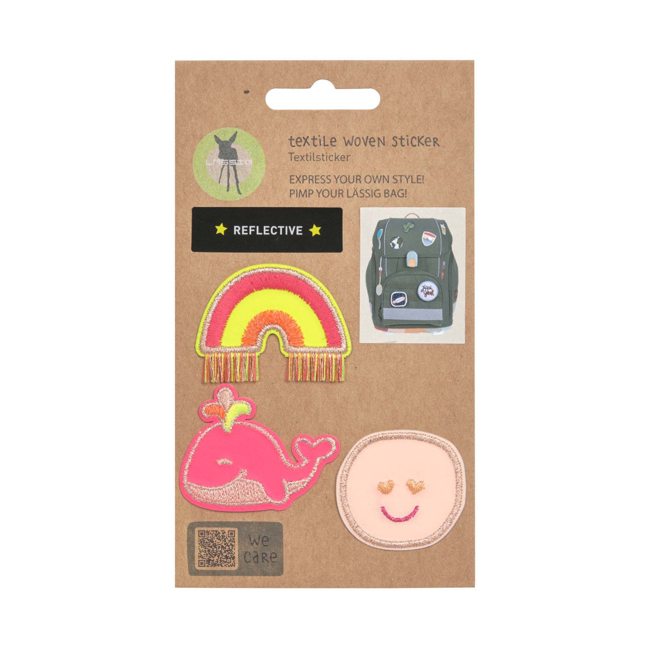 Lassig Textile Woven Sticker Stick on - Whale pink