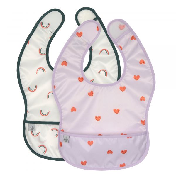 Lassig Lightweight Bib 2 pcs - Heart lavender