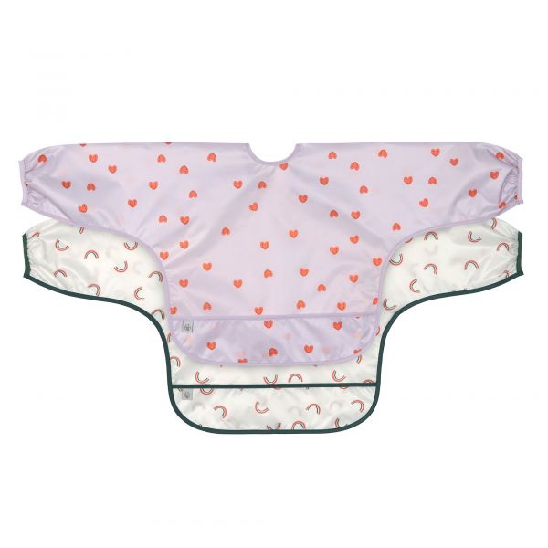 Lassig Long Sleeve Bib 2 pcs - Heart lavender