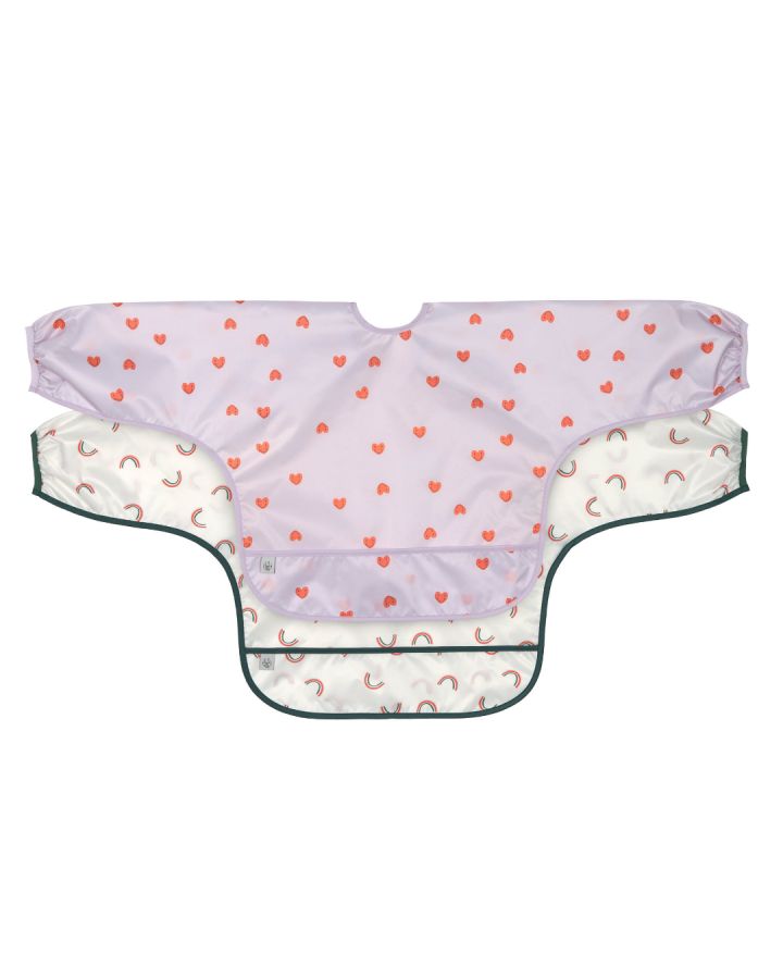 Lassig Long Sleeve Bib 2 pcs - Heart lavender