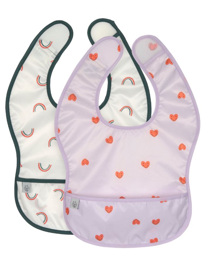 Lassig Lightweight Bib 2 pcs - Heart lavender