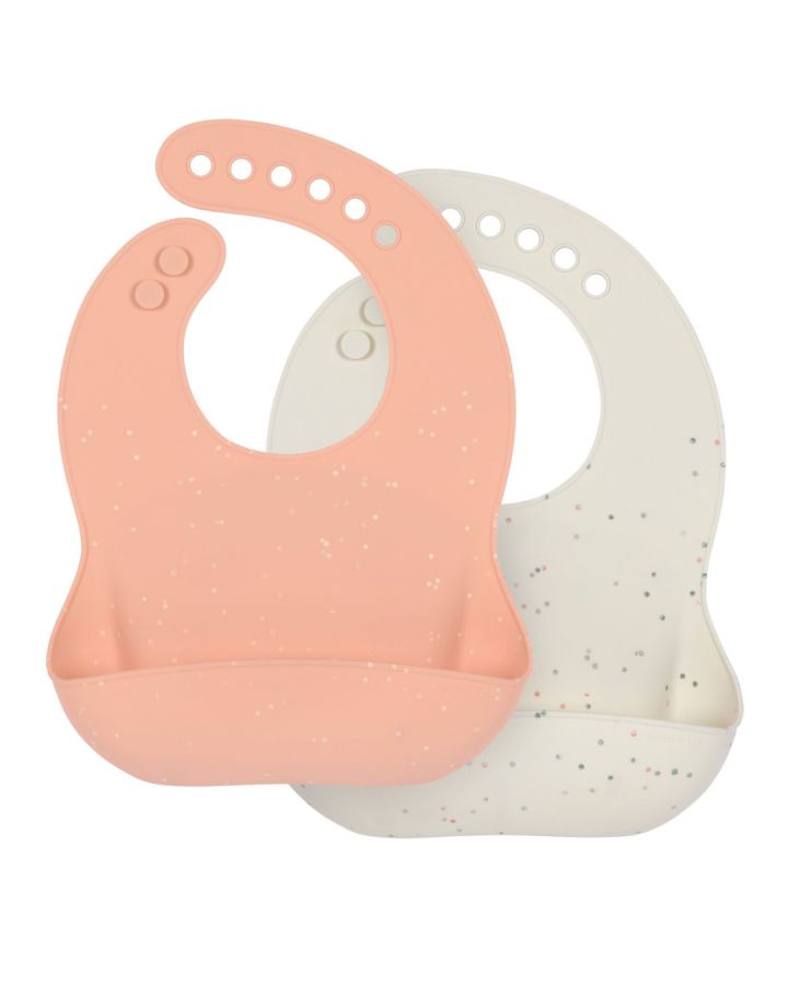 Lassig Silicone Bib 2 pcs apricot/nature