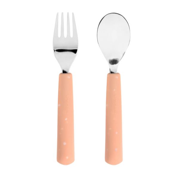 Lassig Cutlery with Silicone Handle- apricot
