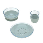 Lassig Dish Set Glass/Silicone - blue/nature