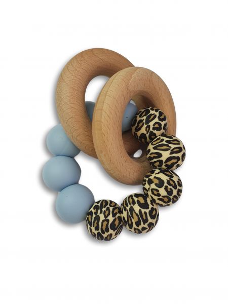Chewies and More Basic Chewie Rattle Leopard/Baby Blue