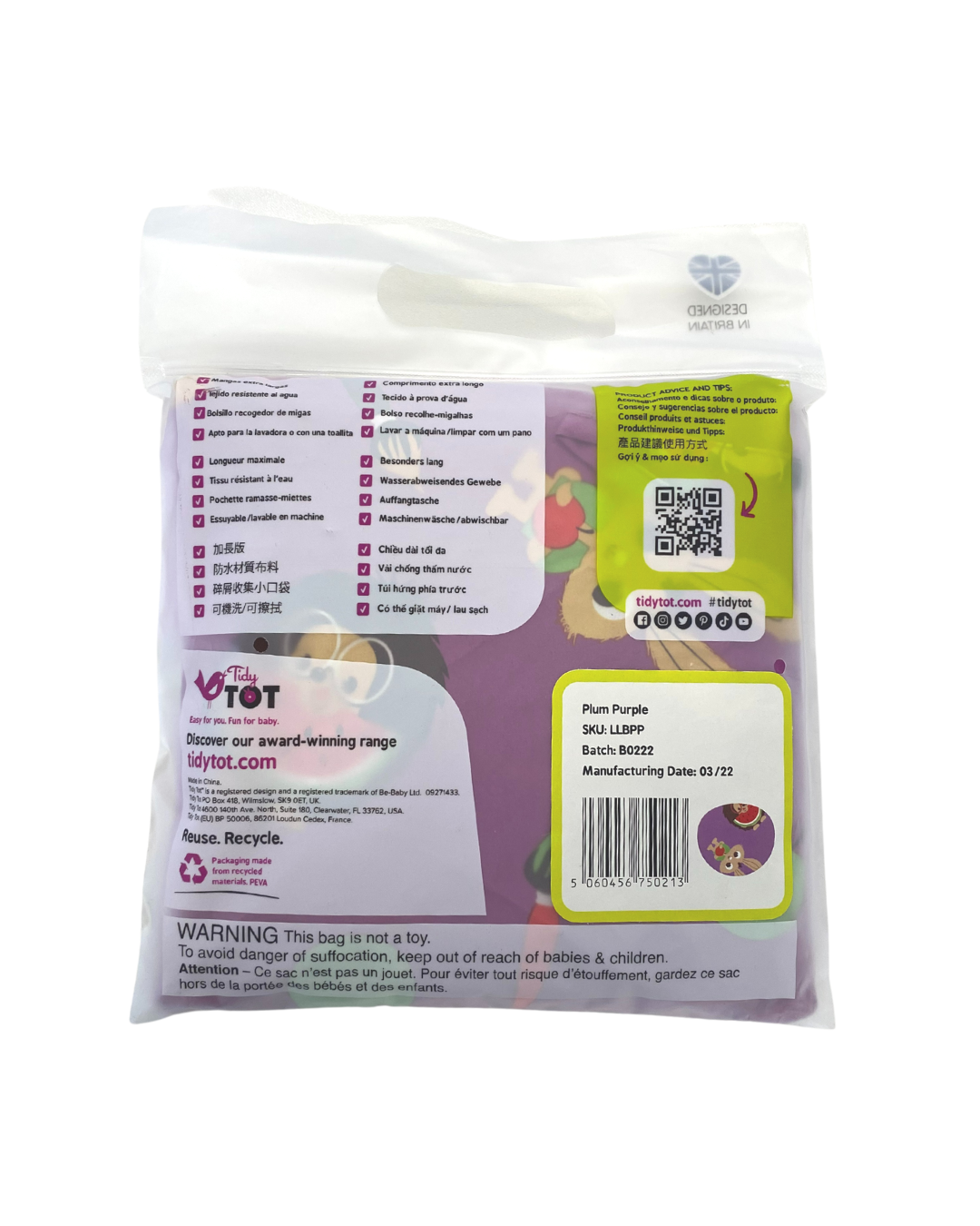 Tidy Tot Coverall Toddler Bib – Plum Purple