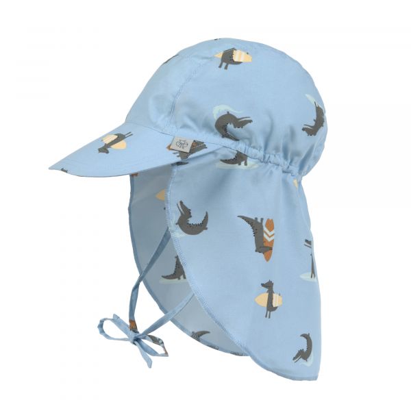 Lassig LSF Sun Protection Flap Hat -  Crocodile sky blue