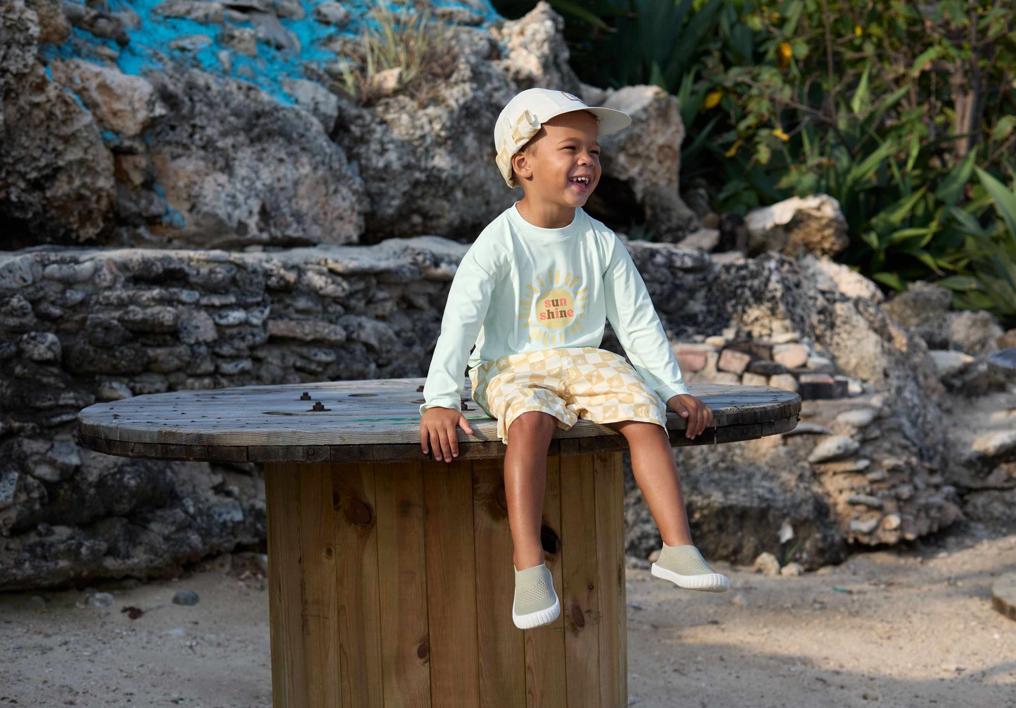 Lassig LSF Board Shorts Kids - Check Pattern vanilla/sea salt