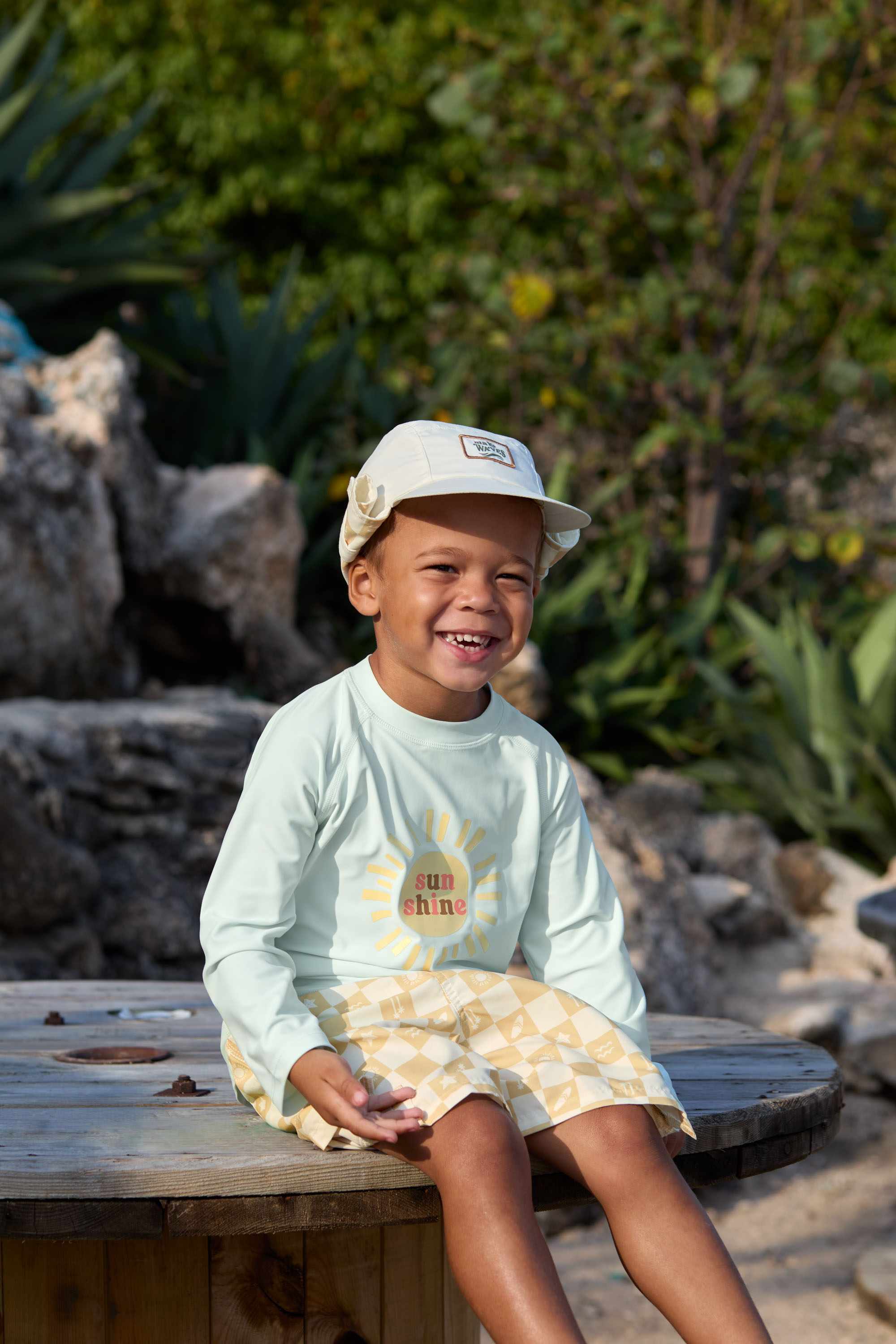 Lassig LSF Foldable Flap Hat - Check Pattern vanilla/sea salt