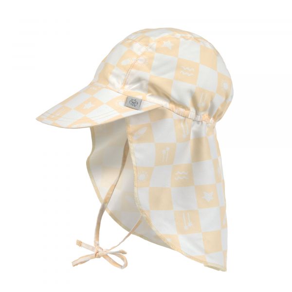 Lassig LSF Sun Protection Flap Hat - Check pattern vanilla/sea salt