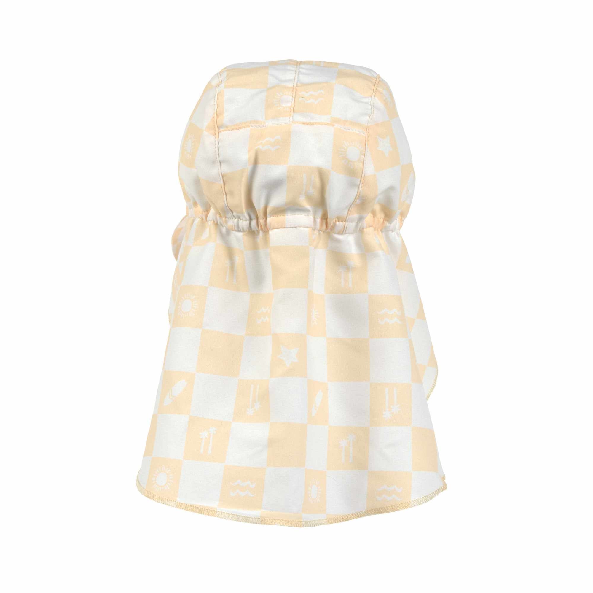 Lassig LSF Sun Protection Flap Hat - Check pattern vanilla/sea salt