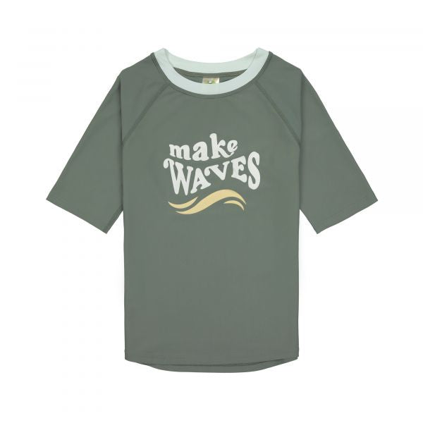 Lassig LSF Short Sleeve Rashguard - Make Waves deep olive