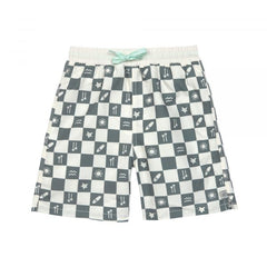 Lassig LSF Board Shorts Kids - Check Pattern deep olive/ sea salt