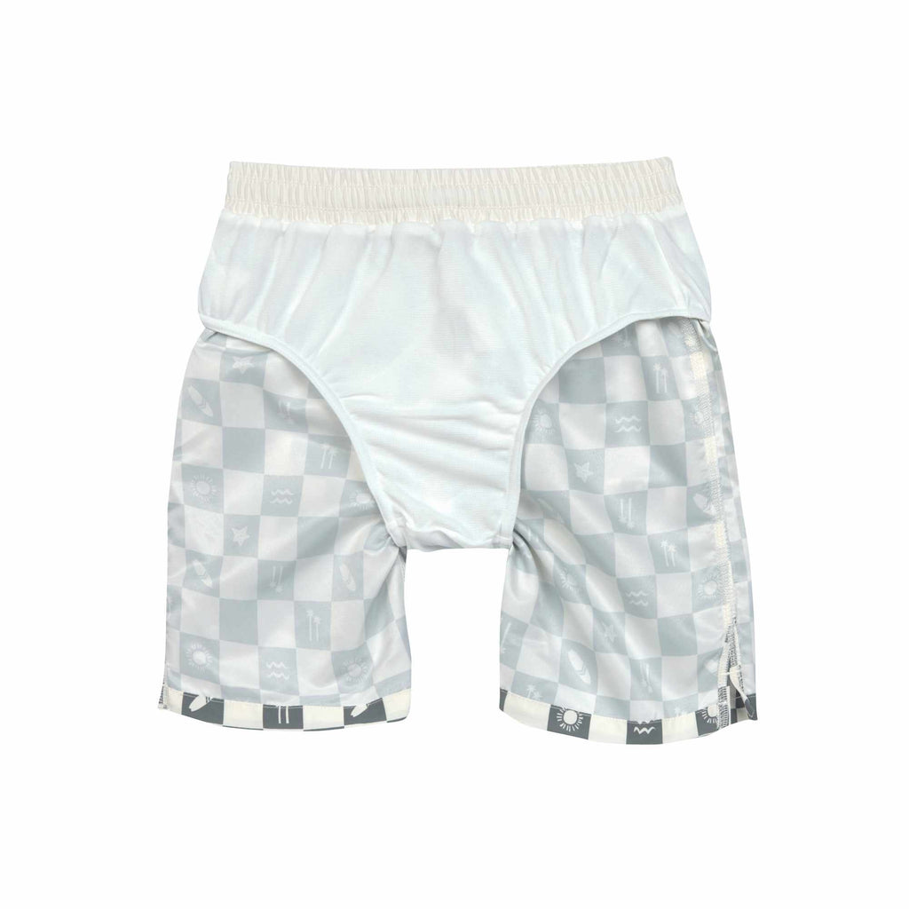 Lassig LSF Board Shorts Kids - Check Pattern deep olive/ sea salt