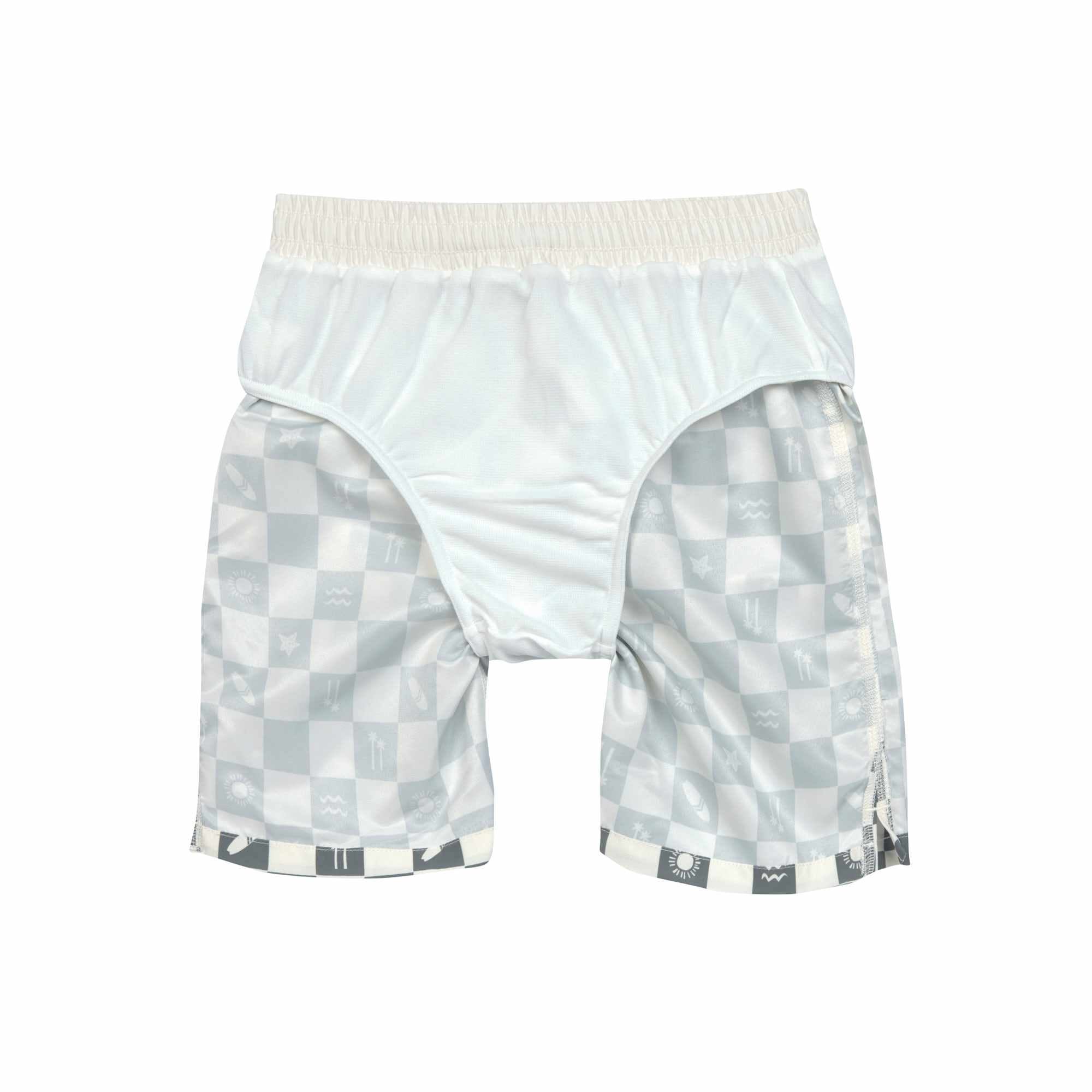 Lassig LSF Board Shorts Kids - Check Pattern deep olive/ sea salt