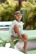 Lassig LSF Board Shorts Kids - Check Pattern deep olive/ sea salt