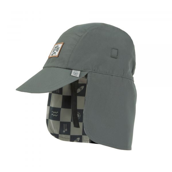 Lassig LSF Foldable Flap Hat - Check Pattern deep olive/sea salt